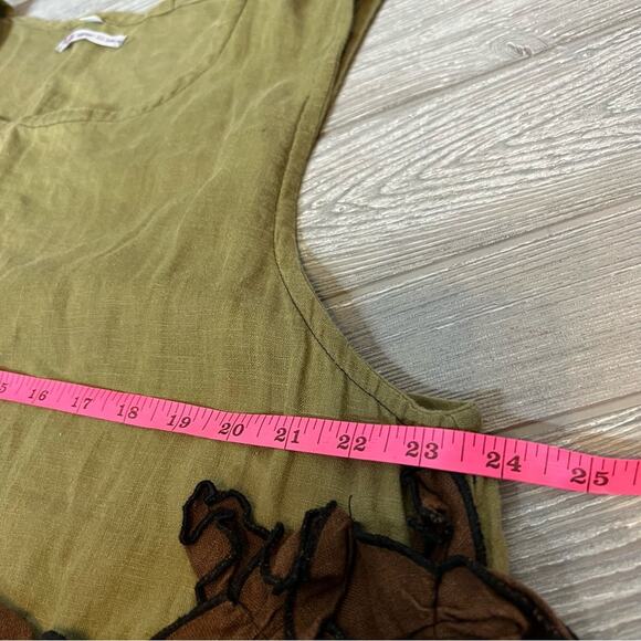 Sarah Clemens green brown abstract tunic sz M - Picture 4 of 6